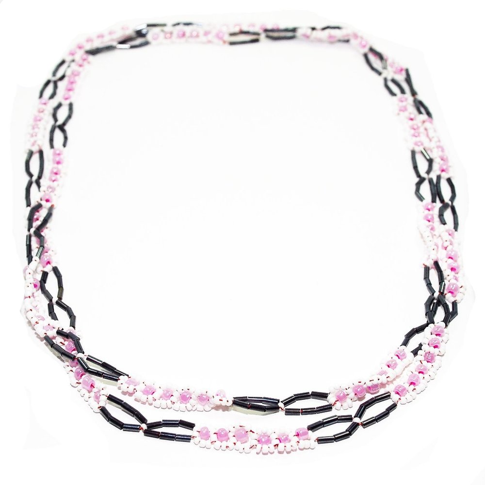 Grey-Lavender Mamaie Handcrafted Bead Necklace